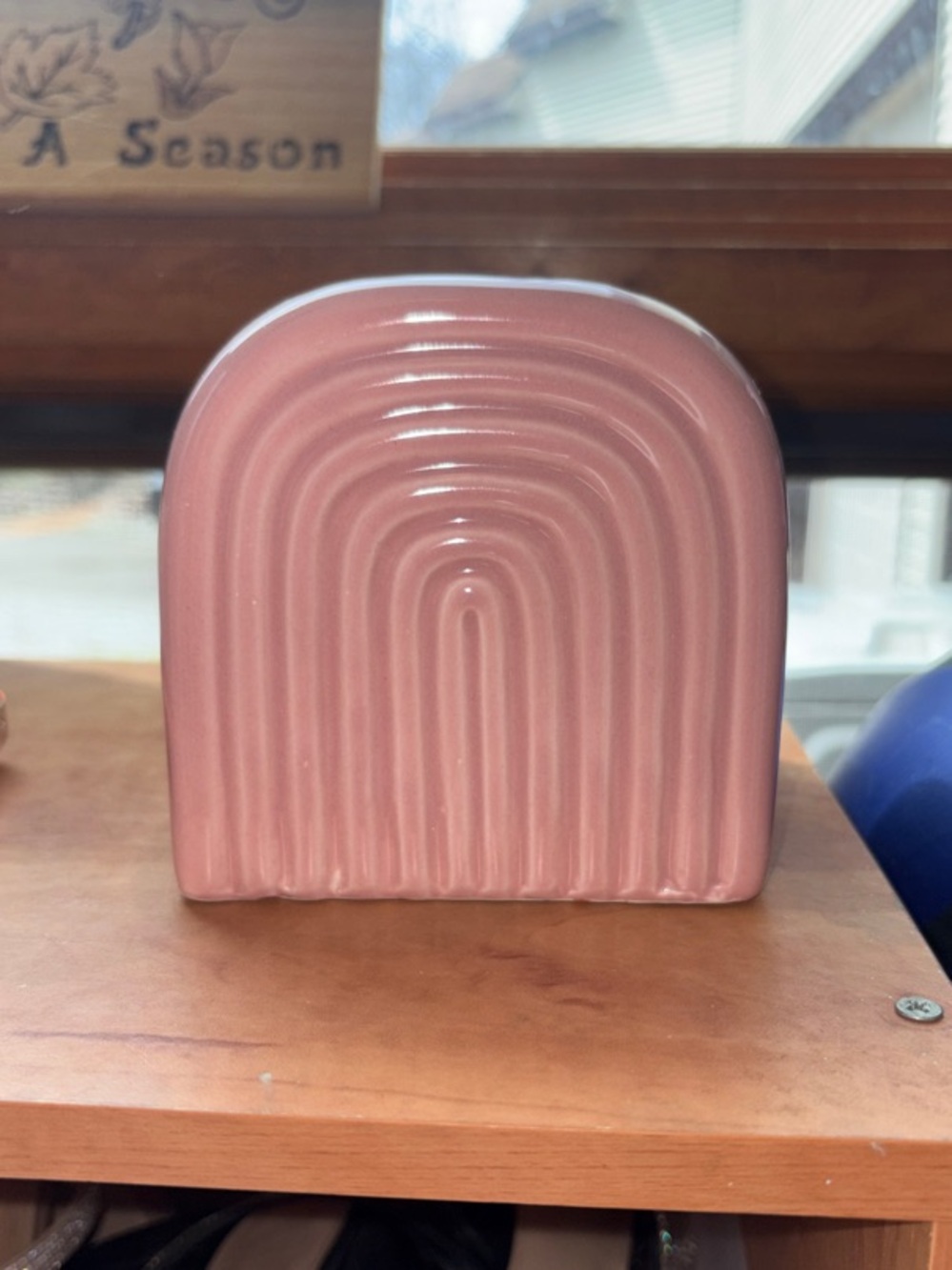 Modern Pink Ceramic Arch Accent - Minimal Sculptural Vase